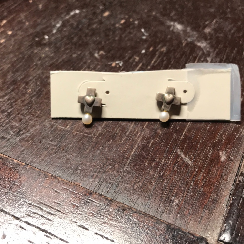 Silver cross earrings